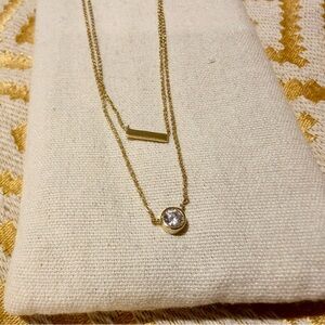 Elegant Gold Necklace with CZ Bezel Pendant